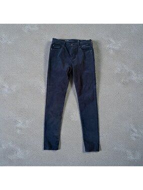 AG ADRIANO GOLDSCHMIED Navy Blue Cotton Velvet Farrah High Rise Skinny Pants Siz
